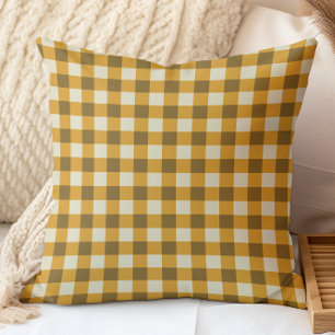 Warme Gingham-Muster im Herbst in reichen Erdtönen Kissen