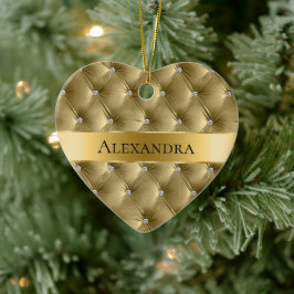 Warme Gold Luxus Imitats Samt Weihnachten Keramik Ornament