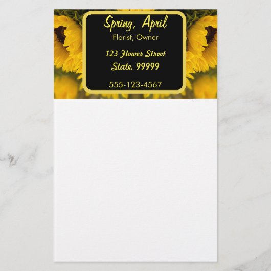 Warme goldene Sonnenblume Custom Briefpapier (Vorderseite)