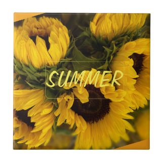 Warme goldene Sonnenblume Custom Fliese