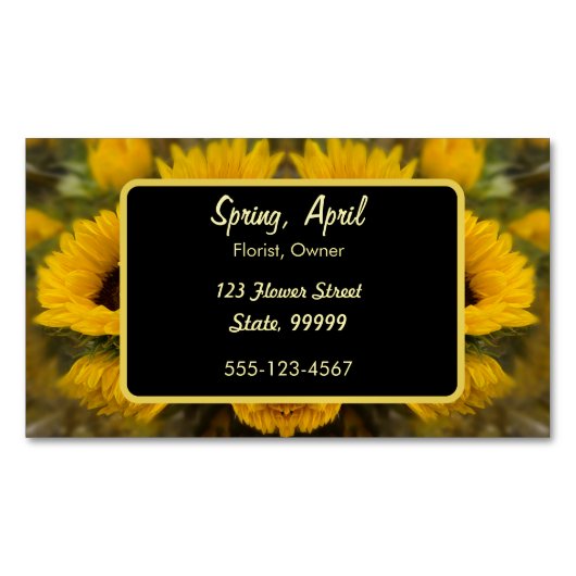Warme goldene Sonnenblume Custom Magnetische Visitenkarte (Vorderseite)