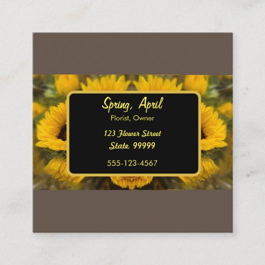 Warme goldene Sonnenblume Custom Telefonnummerkarte (Vorderseite)