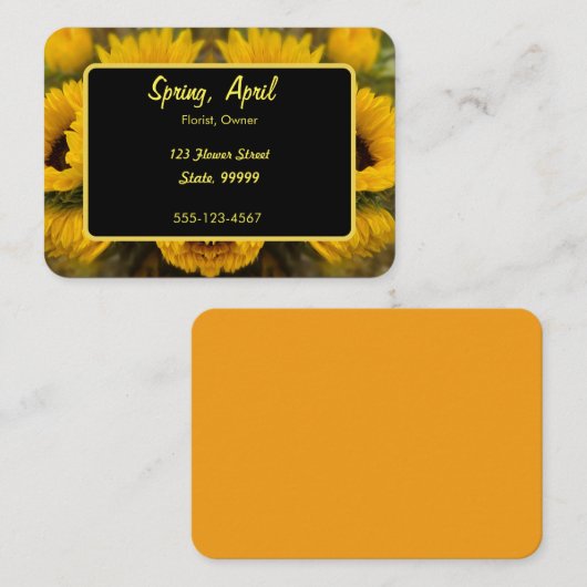 Warme goldene Sonnenblume Custom Visitenkarte (Vorne/Hinten)