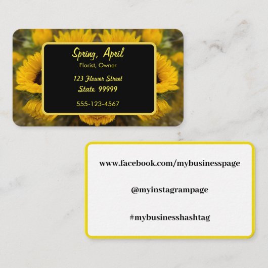 Warme goldene Sonnenblume Custom Visitenkarte (Vorne/Hinten)