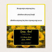 Warme goldene Sonnenblume Custom Visitenkarten (Außenseite Aufgefaltet)