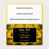 Warme goldene Sonnenblume Custom Visitenkarten (Außenseite Aufgefaltet)