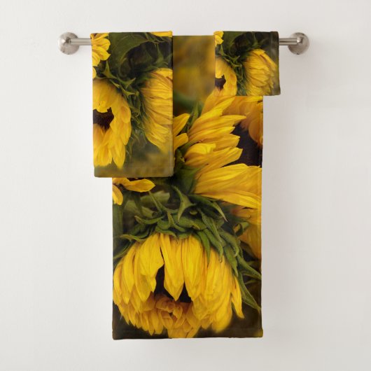 Warme goldene Sonnenblumen Badhandtuch Set (Insitu)