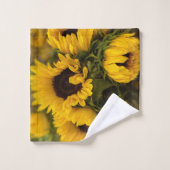 Warme goldene Sonnenblumen Badhandtuch Set (Waschlappen)