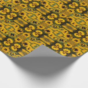 Warme goldene Sonnenblumen Custom GLÜCKLICH GEBURT Geschenkpapier