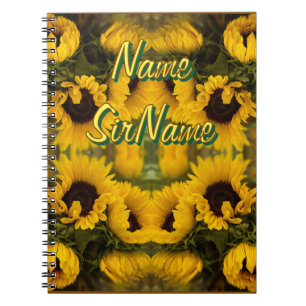 Warme goldene Sonnenblumen Eigener Text Notizblock