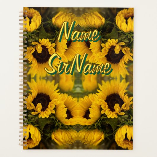 Warme goldene Sonnenblumen Eigener Text Planer (Vorderseite)