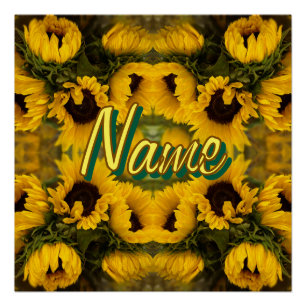 Warme goldene Sonnenblumen Eigener Text Poster