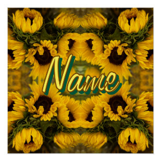 Warme goldene Sonnenblumen Eigener Text Poster