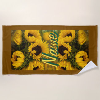 Warme goldene Sonnenblumen Strandtuch