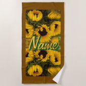 Warme goldene Sonnenblumen Strandtuch (Vorderseite)