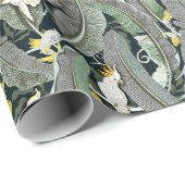 Warme grüne Bananenleaf Oase mit Cockatoos Geschenkpapier (Rolleneckpunkt)