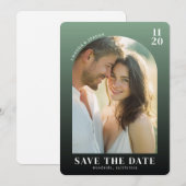Warme Grüne Romantische Foto Save The Date (Vorne/Hinten)