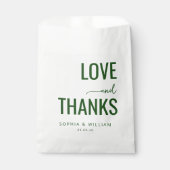 Warme Grüne Typografische Dankbarkeit Geschenktütchen (Vorderseite)