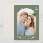 Warme grüne zeitgenössische Fotografie Save The Date (Vorne/Hinten)