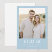 Warme Hellblaue Minimalistische Fotografie Save The Date (Vorne/Hinten)