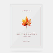 Warme Herbst-Aquarell-Blatt Acrylschild (Vorderseite)