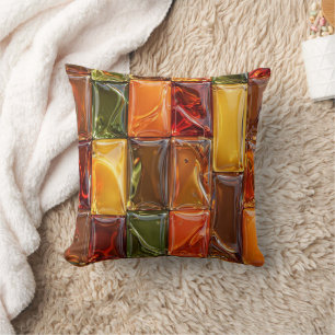 Warme Herbst-Glas-Mosaikfliesen - Glänzendes Berns Kissen