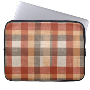 Warme Herbst-Karostoff-Textur in Rost und Beige Laptopschutzhülle