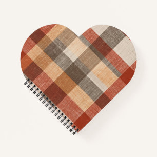 Warme Herbst-Karostoff-Textur in Rost und Beige Notizblock