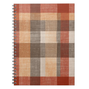 Warme Herbst-Karostoff-Textur in Rost und Beige Notizblock