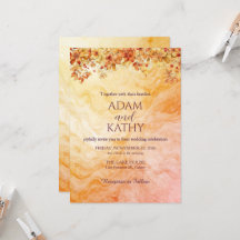 Warme Herbst-Marmor-Hochzeitseinladung