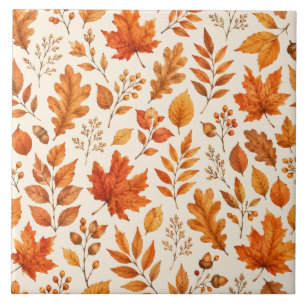 Warme Herbstblätter Nahtloses Muster Fliese