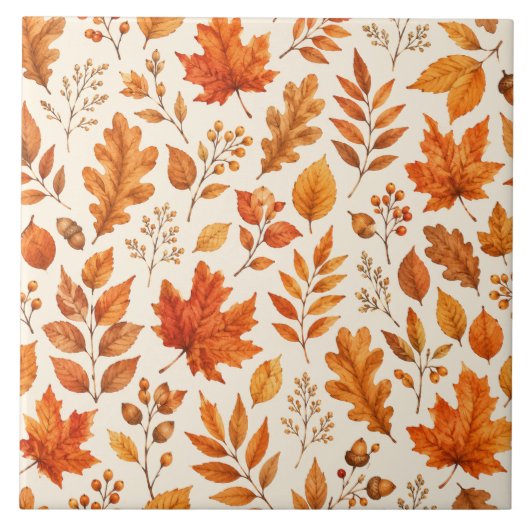 Warme Herbstblätter Nahtloses Muster Fliese (Vorderseite)