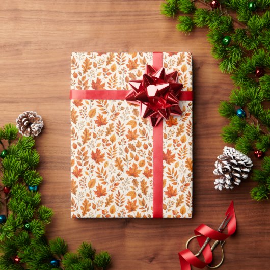 Warme Herbstblätter Nahtloses Muster Geschenkpapier (Feiertagsgeschenk)