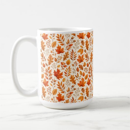 Warme Herbstblätter Nahtloses Muster Kaffeetasse (Links)
