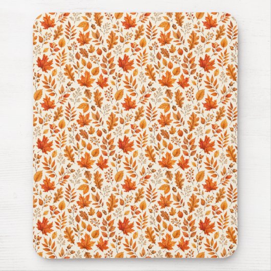 Warme Herbstblätter Nahtloses Muster Mousepad (Vorne)