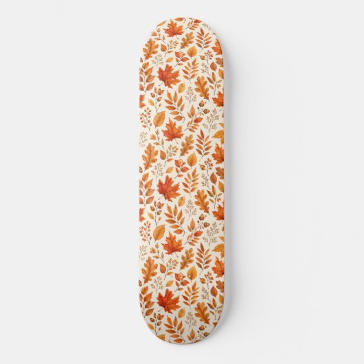 Warme Herbstblätter Nahtloses Muster Skateboard (Vorderseite)