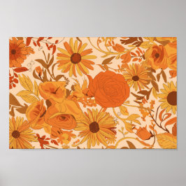 Warme Herbstblüte mit gelben und orangefarbenen Bl Poster