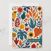 Warme Herbstdurchblumte Folklore-Hochzeit Einladung (Vorderseite)
