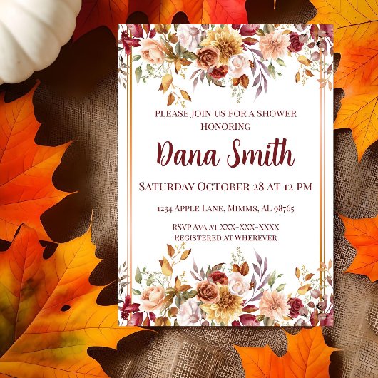 Warme Herbstdusche Wildblume Einladung