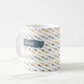 Warme Herbstfarben Diagonal Lacrosse Sticks Muster Kaffeetasse (Vorderseite Links)