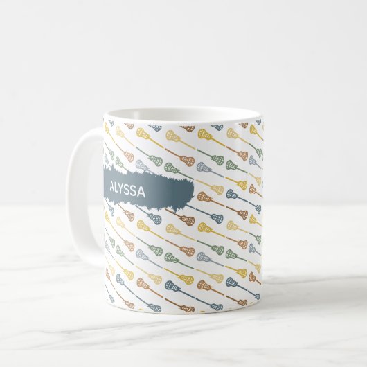 Warme Herbstfarben Diagonal Lacrosse Sticks Muster Kaffeetasse (Vorderseite Links)