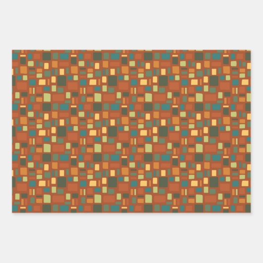 Warme Herbstfarben Wonky Squares & Rectangle Geschenkpapier Set (Vorderseite 3)