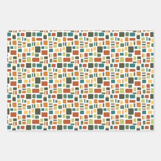 Warme Herbstfarben Wonky Squares & Rectangle Geschenkpapier Set (Vorderseite 2)