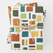 Warme Herbstfarben Wonky Squares & Rectangle Geschenkpapier Set (Beispiel)