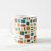 Warme Herbstfarben Wonky Squares & Rectangle Kaffeetasse (Vorderseite Links)