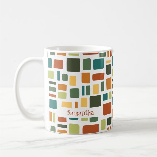 Warme Herbstfarben Wonky Squares & Rectangle Kaffeetasse (Links)
