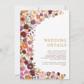 Warme Herbstgarten Hochzeitsdetails Einladung (Rückseite)