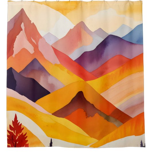Warme Herbstgebirge Duschvorhang (Vorderseite)