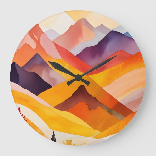 Warme Herbstgebirge Große Wanduhr (Vorderseite)