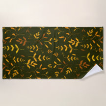 Warme Herbstgoldblätter Dunkelgrünes Muster